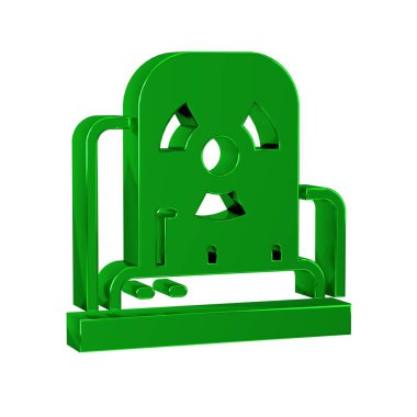 Yeşil Radyoaktif uyarı lambası simgesi şeffaf arkaplanda izole edildi. .