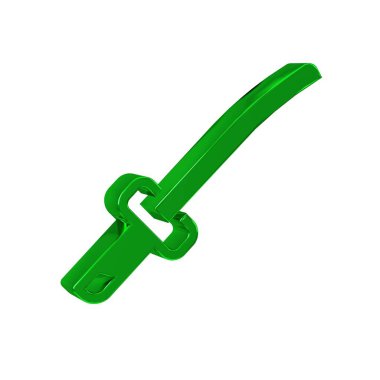 Yeşil Geleneksel Japon katana simgesi şeffaf arkaplanda izole edildi. Japon kılıcı.. .