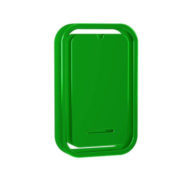 Yeşil Akıllı Telefon ve cep telefonu simgesi şeffaf arkaplanda izole edildi. .