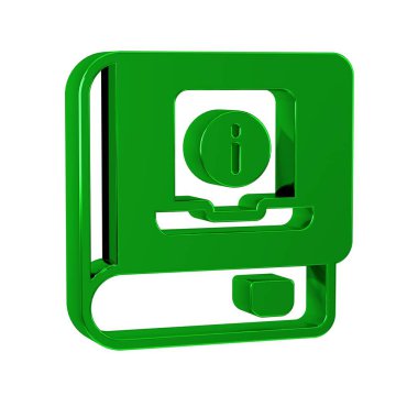 Yeşil Kullanıcı elle simgesi şeffaf arkaplanda izole edildi. Kullanıcı rehberi kitabı. Talimat işareti. Kullanmadan önce oku. .