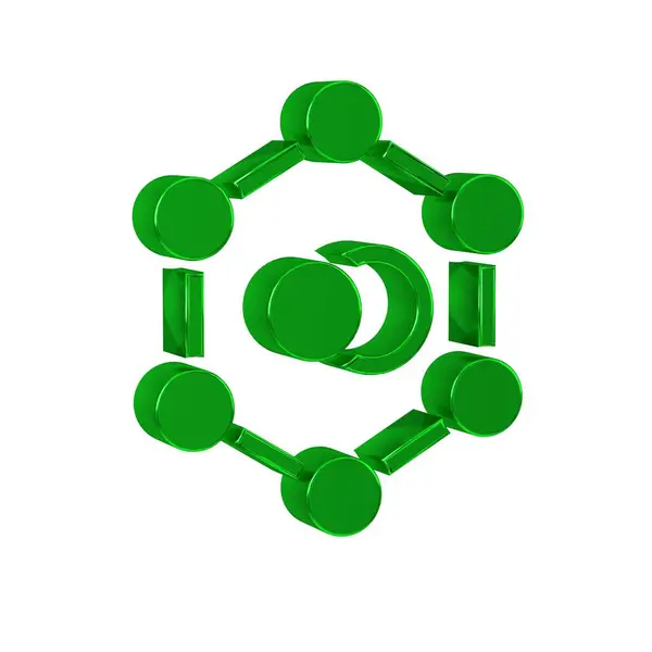Green Molecule icon isolated on transparent background. Structure of molecules in chemistry, science teachers innovative educational poster. .