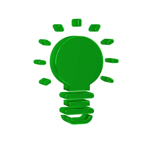 Green Creative lamp light idea icon isolated on transparent background. Concept ideas inspiration, invention, effective thinking, knowledge and education. .