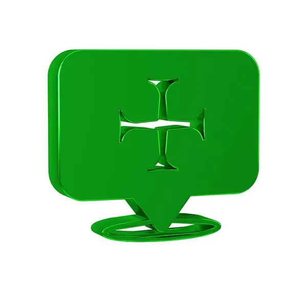 Grön Korstågsikon Isolerad Transparent Bakgrund — Stockfoto