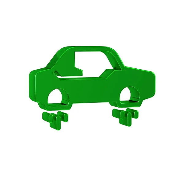 Green Fantastic flying car icon isolated on transparent background. Hover car future technology future transport. .