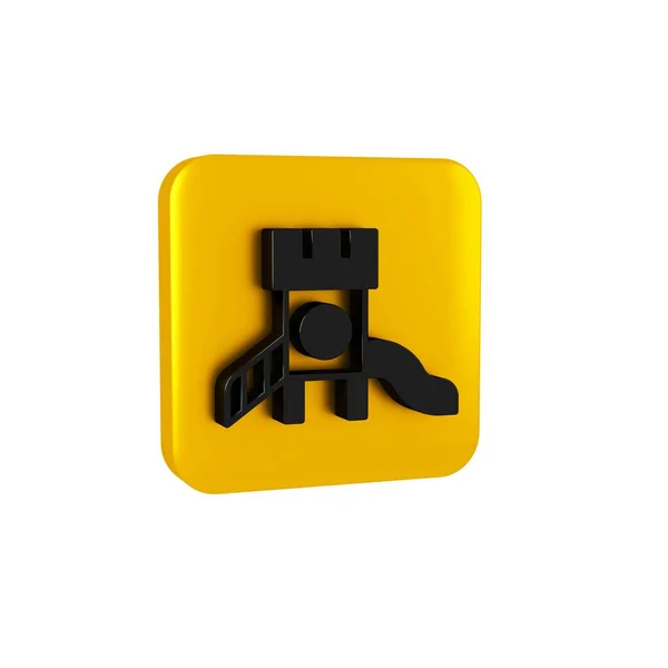 stock image Black Slide playground icon isolated on transparent background. Childrens slide. Yellow square button..