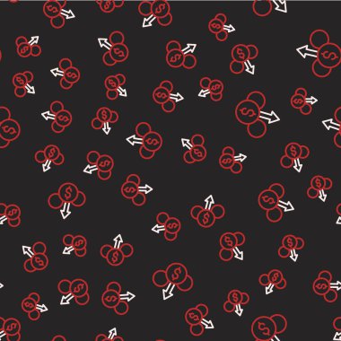 Çizgi Finansal Büyüme Dolar simgesi siyah arka planda izole edilmiş kusursuz desen. Gelirleri arttırıyorum. Vektör