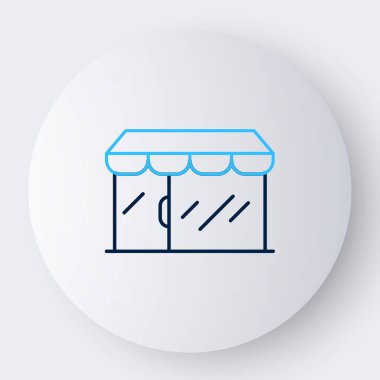 Hat Alışveriş binası ya da market simgesi beyaz arka planda izole edildi. Dükkan inşaatı. Renkli taslak konsepti. Vektör