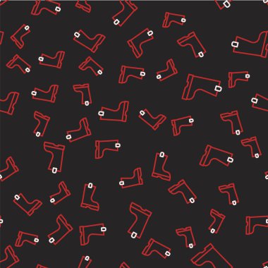 Çizmeye dayanıklı lastik bot simgesi siyah arkaplanda izole edilmiş. Yağmurlu hava, balıkçılık, bahçe işleri için çizme. Vektör