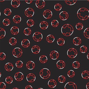 Line Worldwide simgesi siyah arkaplanda izole edilmiş kusursuz desen. Yerküreye iğnele. Vektör