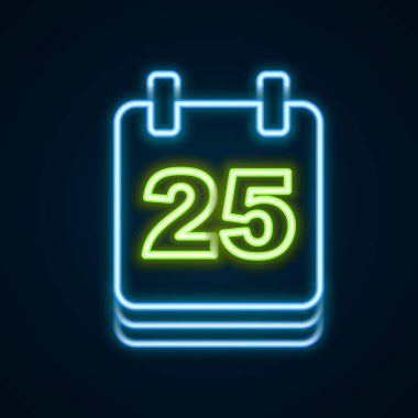 Glowing neon line Christmas day calendar icon isolated on black background. Event reminder symbol. Merry Christmas and Happy New Year. Colorful outline concept. Vector