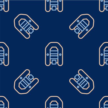 Dış motor simgesine sahip şişme bot mavi arka planda izole edilmiş. Vektör