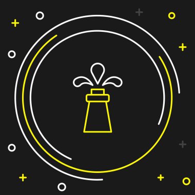 Çizgi petrol sondajı simgesi siyah arkaplanda izole edildi. Gaz kulesi. Endüstriyel nesne Renkli taslak konsepti. Vektör