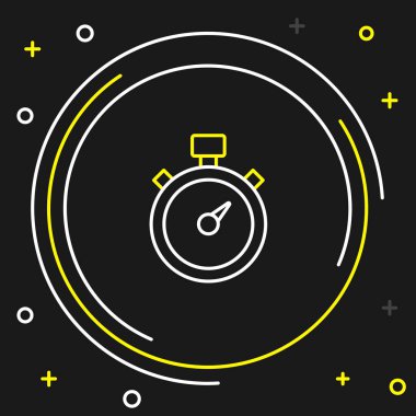 Line Alloy wheel for car icon isolated on black background. Colorful outline concept. Vector