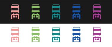 Set Water cooler for office and home icon isolated on black and white background. Water dispenser. Bottle office, plastic and liquid.  Vector