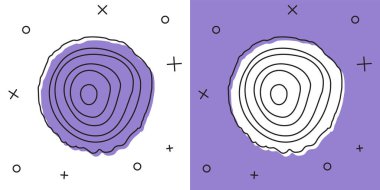 Set Tree rings icon isolated on white and purple background. Wooden cross section.  Vector