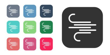 Siyah Rüzgar simgesi beyaz arkaplanda izole edildi. Rüzgarlı bir hava. Simgeleri renklendirin. Vektör