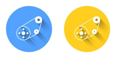 Beyaz zamanlayıcı kemer kiti simgesi uzun gölge arkaplanı ile izole edildi. Çember düğmesi. Vektör
