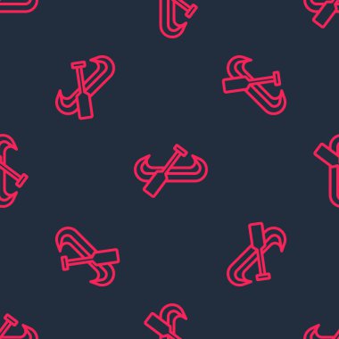 Kırmızı çizgi kano ve kürek simgesi siyah arkaplanda izole edilmiş. Balıkçılık ve turizm için kano. Açık hava aktiviteleri. Vektör