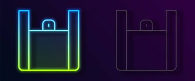 Parlayan neon hattı çevrimiçi sipariş veren ve fast food dağıtım ikonu siyah arkaplanda izole edilmiş. Vektör