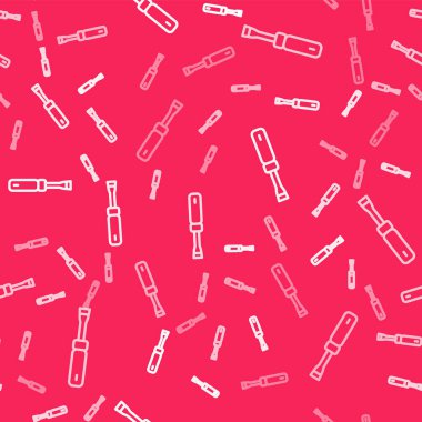 Beyaz çizgi tornavida simgesi kırmızı arkaplanda izole edilmiş. Servis aracı sembolü. Vektör