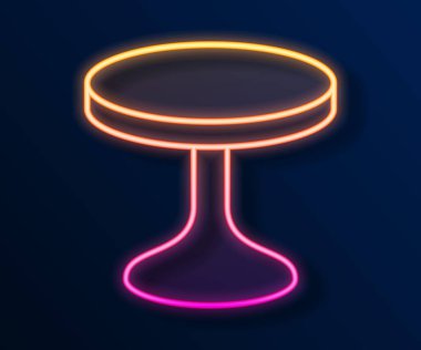 Glowing neon line Round table icon isolated on black background.  Vector