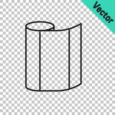 Siyah çizgi kumaş rulo simgesi şeffaf arkaplanda izole edildi. Yuvarlan, paspas, halı, halı, halı ya da kağıt rulo ikonu. Vektör