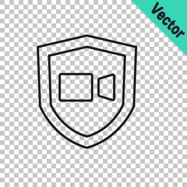 Siyah çizgi Görüntü sohbet konferansı simgesi şeffaf arkaplanda izole edildi. Çevrimiçi iş görüşmesi formu. Uzak proje yönetimi. Vektör