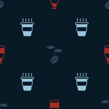 Süt şişesi, kahve çekirdekleri ve bardağı kusursuz bir şekilde yerleştirin. Vektör