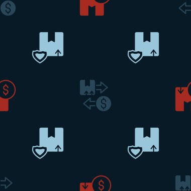 Karton karton kutu, Vergi ve Teslimat güvenliğini kalkanla kusursuz bir kalıba sokun. Vektör