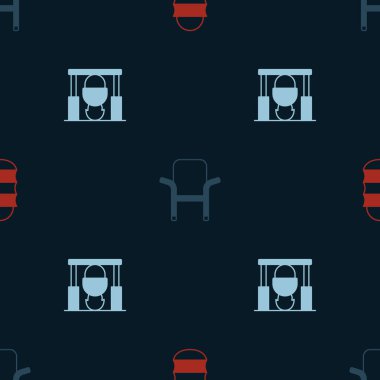 Balıkçı ağını, kamp sandalyesini, kamp ateşini ve tencereyi pürüzsüz bir şablona ayarla. Vektör