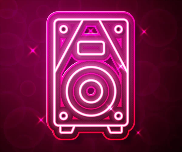 Glowing Neon Line Stereo Speaker Icon Isolated Red Background Sound Stock Illustration