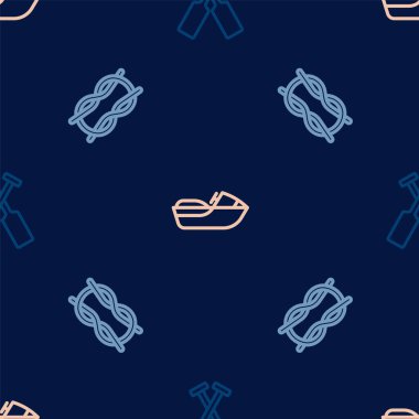 Kürekleri çaprazla ya da kürekleri kayıkla geçir. Denizcilik halatı düğümleri ve jet ski 'yi pürüzsüz bir şablona sok. Vektör