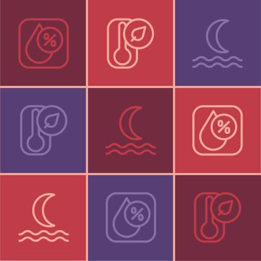 Su bırakma yüzdesi, gece sisi ya da duman ve termometre simgesi ayarlayın. Vektör