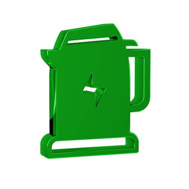 Yeşil Elektrik Kettle simgesi şeffaf arkaplanda izole edildi. Çaydanlık simgesi. .