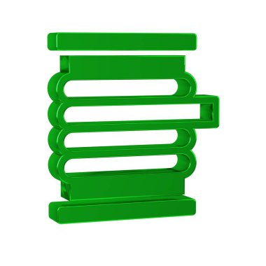 Şeffaf arkaplanda izole edilmiş makara veya davul ikonu üzerindeki yeşil kablo elektrik kablosu. .