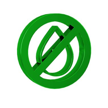 Yeşil Su Damlası yasaklı simgesi şeffaf arkaplanda izole edildi. Su işareti yok.. 