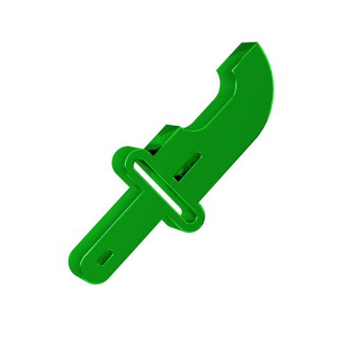 Yeşil Avcı bıçak simgesi şeffaf arkaplanda izole edildi. Ordu bıçağı.. 