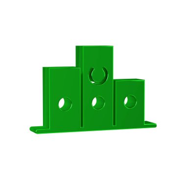 Şeffaf arkaplanda izole edilmiş yeşil spor ödüllü podyum ikonu. 