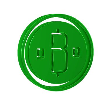 Yeşil Kriptopara sikkesi Bitcoin simgesi şeffaf arkaplanda izole edildi. Madeni para. Engelleme zinciri tabanlı güvenli kripto para birimi. 