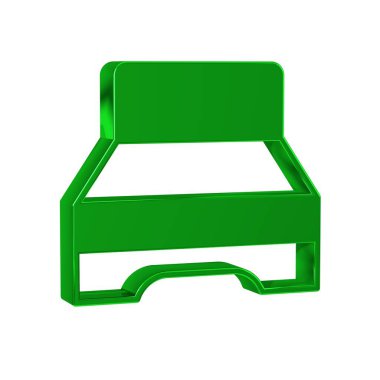 Şeffaf arkaplanda iki ya da bir kişi için yeşil büyük yatak. 