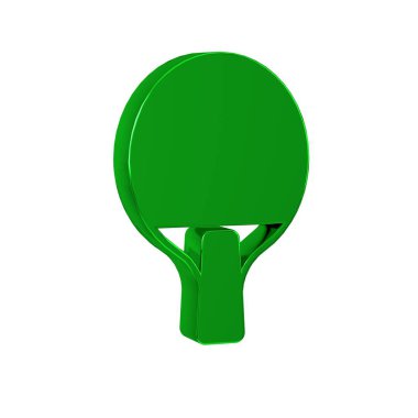 Masa tenisi simgesini çalmak için yeşil raket şeffaf arkaplanda izole edildi. 