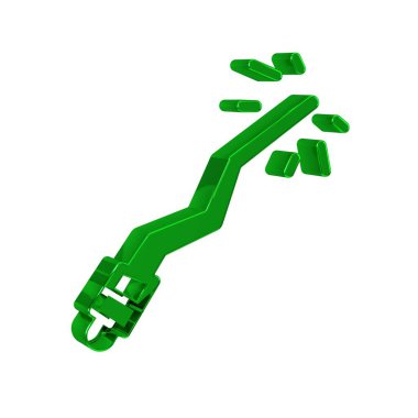 Yeşil Sihirli değnek simgesi şeffaf arkaplanda izole edildi. Yıldız şeklinde sihirli aksesuar. Sihirli güç. Mutlu Cadılar Bayramı Partisi. 