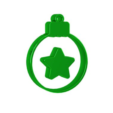 Şeffaf arkaplanda izole edilmiş yeşil Noel balosu ikonu. Mutlu Noeller ve mutlu yıllar.. 