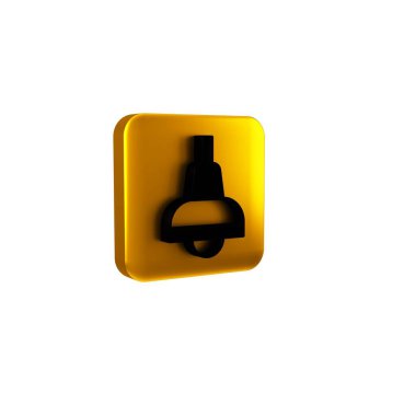 Siyah Lamba asılı ikonu şeffaf arkaplanda izole edildi. Tavan lambası ampulü. Sarı kare düğmesi.