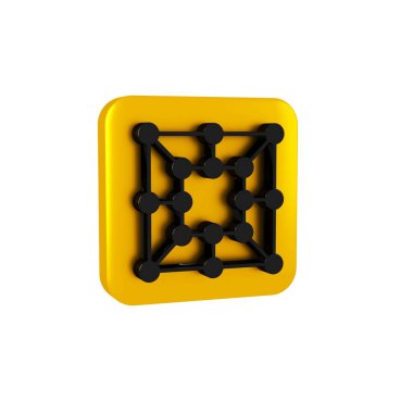Siyah Tahta oyun simgesi şeffaf arkaplanda izole edildi. Sarı kare düğmesi.