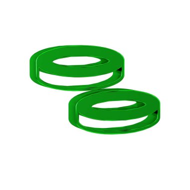 Saydam arkaplanda Green Checker oyun çipleri simgesi izole. 