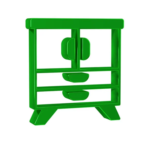 Green Chest of drawers icon isolated on transparent background.