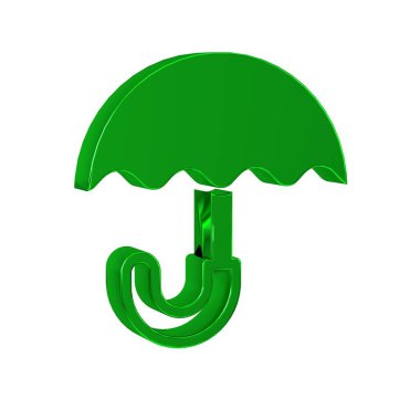Yeşil Klasik açık şemsiye simgesi şeffaf arkaplanda izole edildi. Yağmur koruma sembolü. 