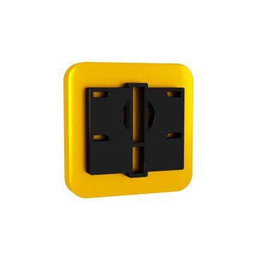 Black Stacks kağıt para para ikonu şeffaf arka planda izole. Para desteleri. Para birimi. Sarı kare düğmesi.