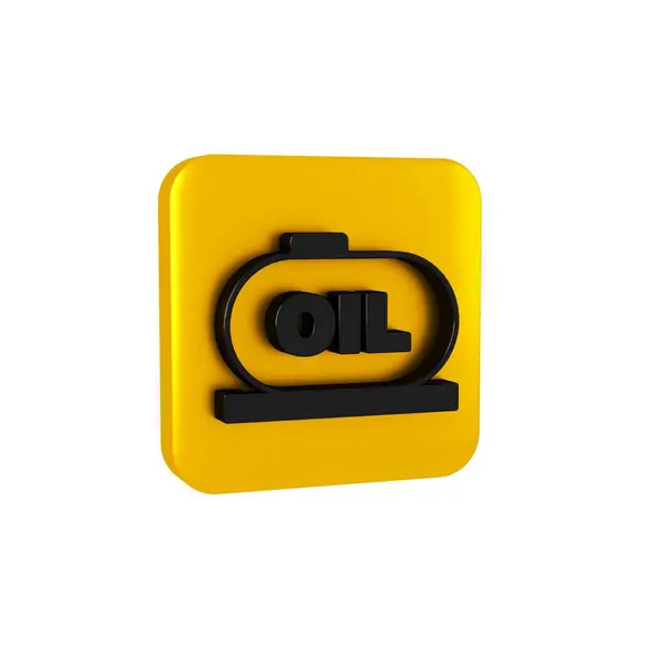 Black Oil tank storage icon isolated on transparent background. Vessel tank for oil and gas industrial. Oil tank technology station. Yellow square button.